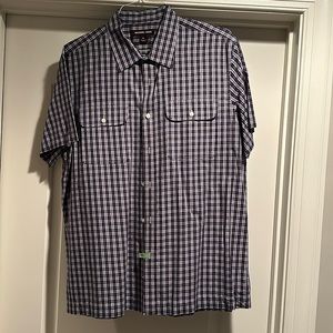 Men’s Michael Kors Short Sleeve Button Down Size XL Purple/White Plaid